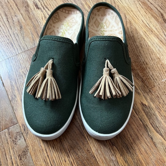 Spenco dark green orthotic tassel slide sneaker, 6 - Picture 2 of 7